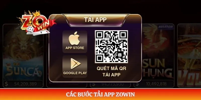 Các bước tải app ZOWIN 