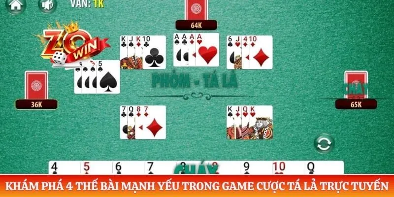 Khám phá 4 thế bài mạnh yếu trong game cược tá lả trực tuyến