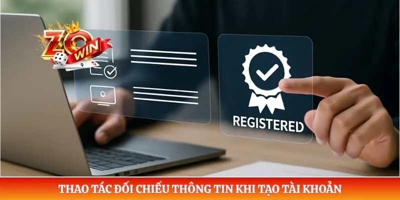 Thao tác đối chiếu thông tin khi tạo tài khoản