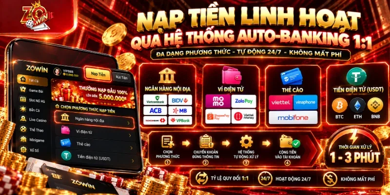 Bước 3: Nạp tiền linh hoạt qua hệ thống Auto-Banking 1:1