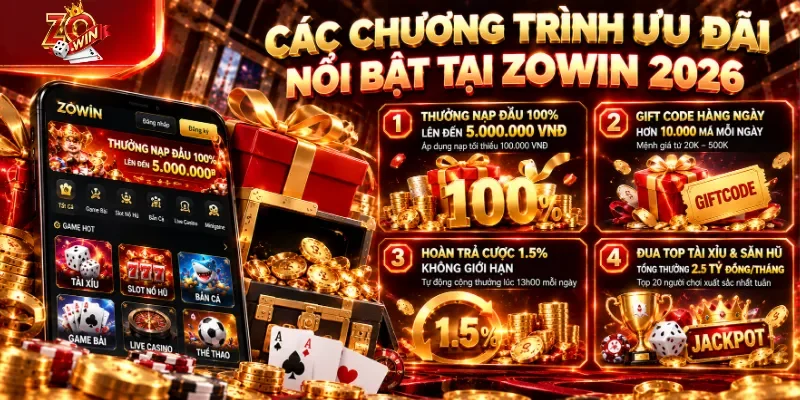 Các chương trình ưu đãi nổi bật tại Zowin 2026