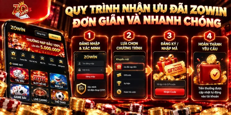 Quy trình nhận ưu đãi Zowin đơn giản và nhanh chóng